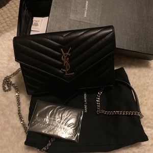 Saint Laurent quilted calfskin leather on chain